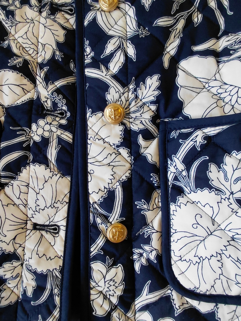 Navy Floral Quilted Crop Jacket - Picture 8 of 8